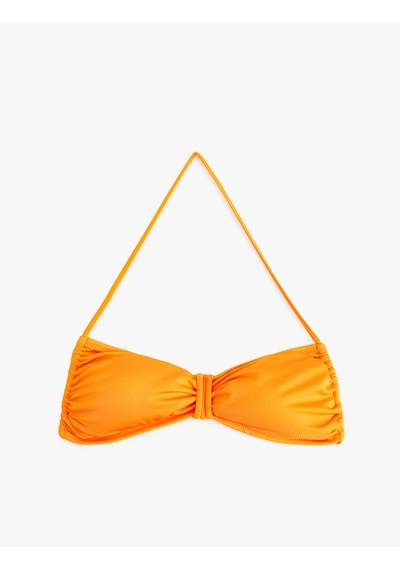 Koton Boyundan Bağlama Detaylı Büzgülü Straplez Bikini Üstü Turuncu 5sak10217mm Turuncu