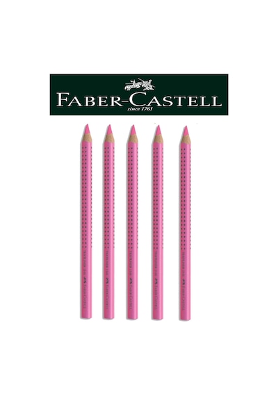 Ahşap Gövdeli Pembe Renk Fosforlu Kalem 5'li Set Pembe