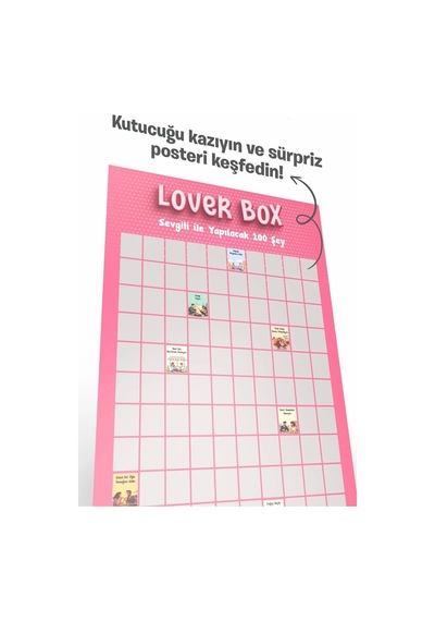 Poster Çiftlere Özel Anı Listesi Romantik Eğlenceli Sevgiliyle Yapılacak 100 Şey Kazı Kazan Posteri