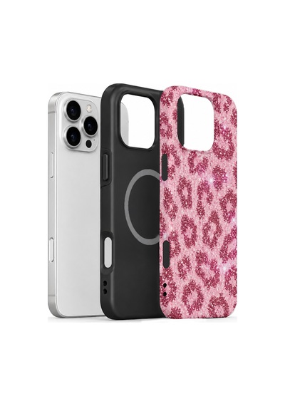 Velvoria Valestra Pembe Leopar Apple Apple iPhone Uyumlu 16 Pro Max Magsafe Koruma Kılıfı Valestra Magline - Pembe Leopar