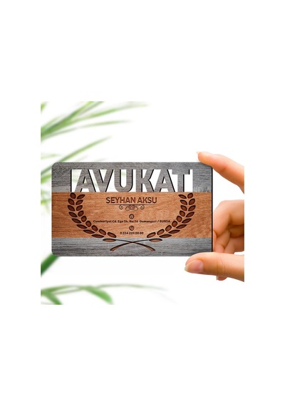 Kişiye Özel Mesleki Avukat Ahşap Kartvizit (Model 1) 50 Adet