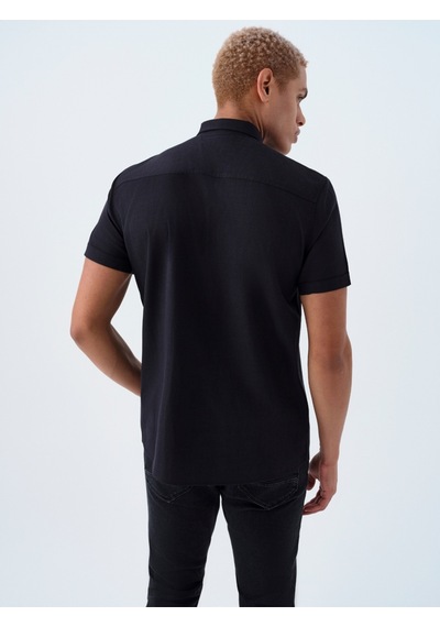 Regular Fit Erkek Gömlek K.kol Siyah