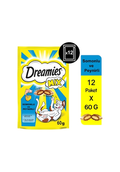 Dreamies Mix Somonlu ve Peynirli Kedi Ödül Bisküvisi 12 x 60 G