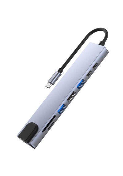 Nbtech Nb-u520 4k 30hz Gri Metal Type-c To Hdmı Usb 3.0 Rj45 Sd Kart Şarj Çevirici Adaptör