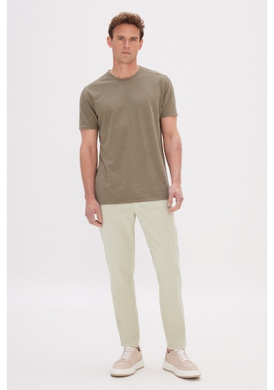 AC&Co / Altınyıldız Classics  Erkek Hakı Slim Fit Dar Kesim Pamuklu Bisiklet Yaka Tişört Haki