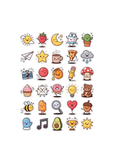 Sevimli Karakterler Pastel Sticker Seti 150 Adet - 5'li Mega Paket No22 - Laptop Defter Ajanda Çok Renkli