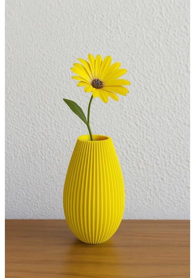 Sarı Dekoratif Vazo, 150 Mm, 3d Baskı