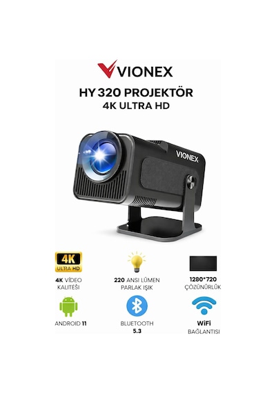 Vdo Hy320 Canlı Görüntü Full Hd Projeksiyon Cihazı Uzaktan Bağlantı Android