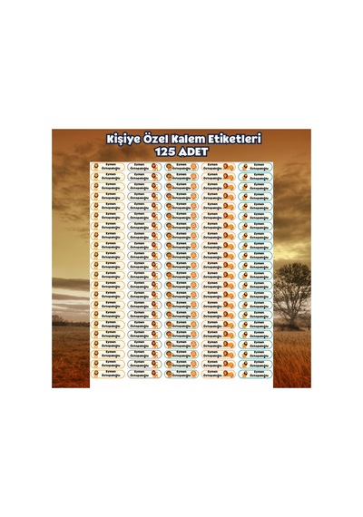 Kişiye Özel Kalem Etiketi Aslan Temalı 125 Adet Diğer
