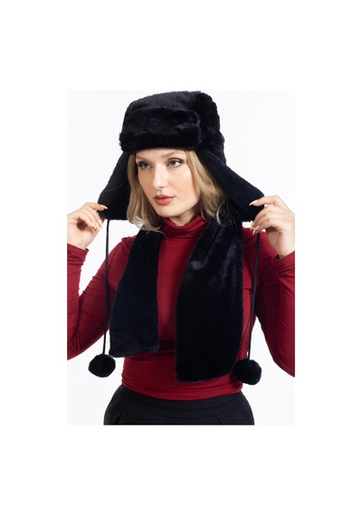 Ladycolor Çantadepo Peluş Kalpak Atıkılı Takım Siyah