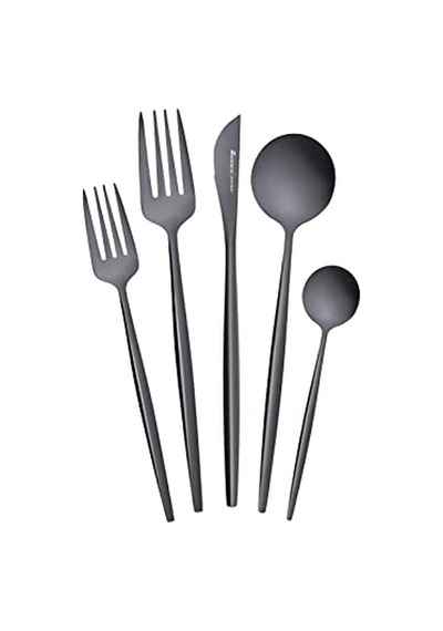 Karaca Orion Black 30 Parça 6 Kişilik Çatal Kaşık Bıçak Seti Açık Ceviz