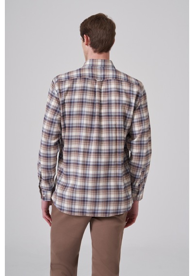 Morven Erkek Kahve Pamuk Trend Ekoseli Regular Fit Düğmeli Yaka Gömlek 26ms004015400 Kahve