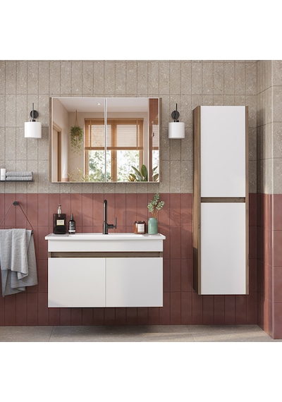 Lavabolu Mdf 80 Cm Banyo Alt Dolabı + Aynalı Üst Dolabı + Banyo Boy Dolabı , Banyo Dolabı Seti. Atlantik Çam - Beyaz Lavabolu Mdf 80 Cm Banyo Alt Dolabı + Aynalı Üst Dolabı + Banyo Boy Dolabı , Banyo Dolabı Seti. Atlantik Çam - Beyaz