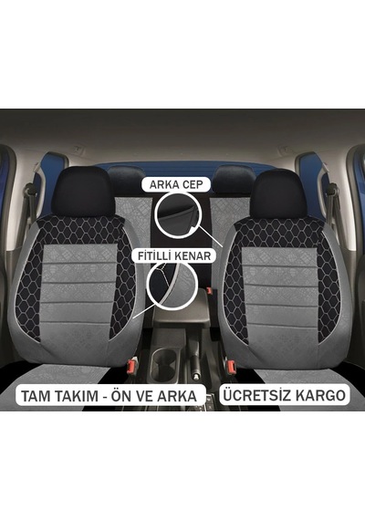 Lada Oto Koltuk Kılıf Ön Ve Arka Gofraj Serisi Grı
