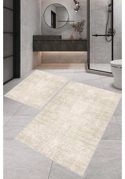 Eliana Home Dijital Baskı 2'li Banyo Paspas Takımı Lna5-1500 100x60 Ve 60x50 Cm Bej