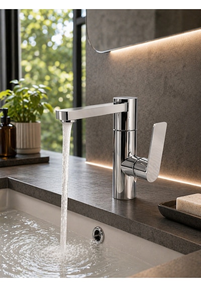 Viosa Lüx Premium Silva 360 Döner Borulu Banyo Lavabo Bataryası Çeşmesi Musluğu Siyah