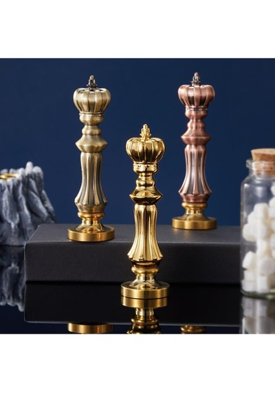 Mum Mühür Damga Kolu Premium Metal Kraliyet Tacı Antik Bronz Karışık