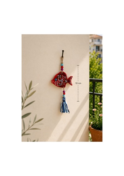 Yedirenk Hediyelik Çini İşlemeli Balon Balık Duvar Süsü