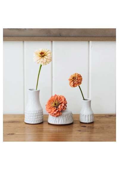 3'lü Beyaz Dekoratif Vazo Seti Modern Bohem Salon Konsol Orta Sehpa Masa Üstü Vazo Takımı Altın - Beyaz