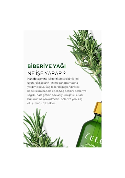 The Ceel 2'li Biberiye Yağı Sac Dökülmesi ve Aşırı Yıpranmış Saçlar için Biotin Özlü Saç Bakımı 50 ml
