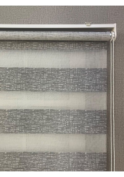 Delüks Zebra Stor Perde Geniş Plise Açık Gri Açık Gri