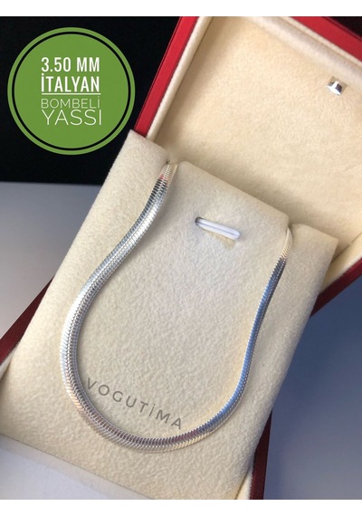 3.5mm İtalyan Bombeli Ezme 925 Ayar Gümüş Işıklı Kutuda Sevgiliye Eşe Babaya Kolye