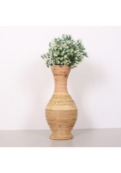 Bingül Doğal Rattan Dekoratif Vazo 24x50 Cm Bej