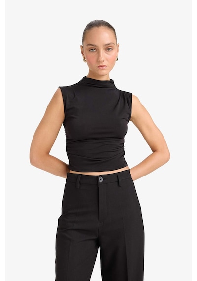 Defacto Slim Fit Dar Kesim Yarım Balıkçı Yaka Kolsuz Bluz F6908ax25aubk81 Siyah