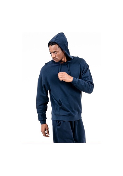 Jahr Marc Lacivert Önü Cepli Kapüşonlu Oversize Erkek Sweatshirt Lacivert