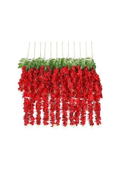 Sarkan Yapay Çiçek Akasya Kırmızı 80 Cm 3 Sarkan Dallı 12 Adet Ba