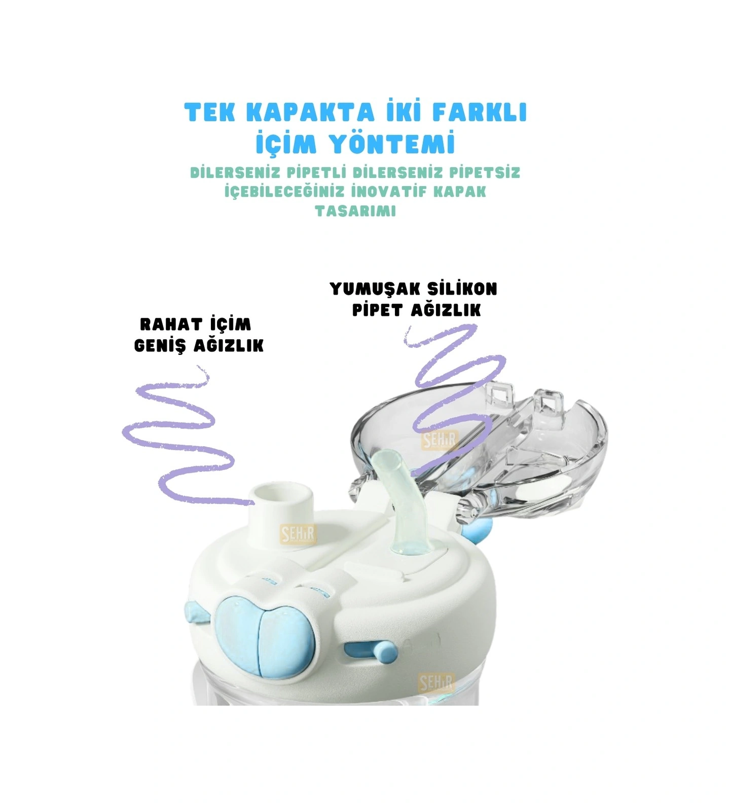 Diller D2530 580ml Çift Kullanım Askılı Pipetli Tritan Matara Çok Renkli