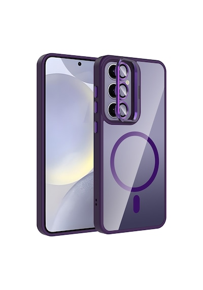 Adige Samsung Galaxy Uyumlu S24 Plus Kılıf Etro Standlı + Kamera Lens Koruyucu Derin Mor