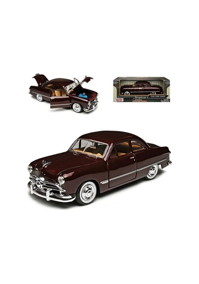 Motor Max 1:24 1949 Ford Coupe Model Araba Metal Diecast - Bordo