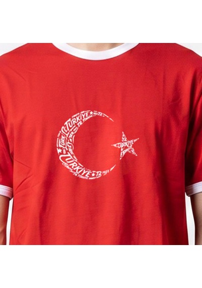Sportive Türkiye Baskılı Çocuk Kırmızı Günlük Stil T-shirt 26du0004-krm