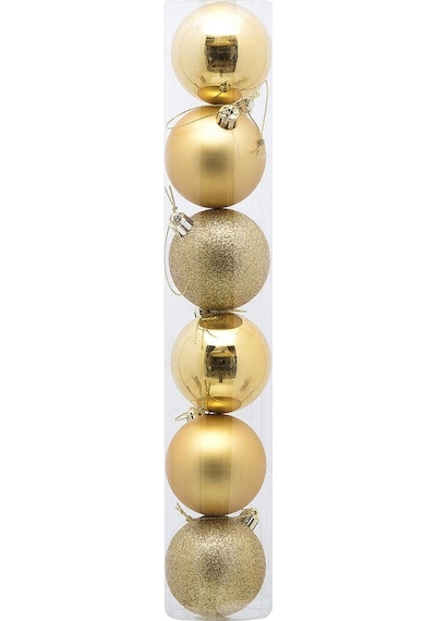 Yılbaşı Ağacı Süsleri 4 Cm Altın Gold Top Süs 6 Lı Paket Altın Gold Yeni Yıl Süsleri
