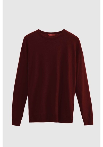 D's Damat Regular Fit Bordo Tüylenme Yapmayan Bisiklet Yaka Triko Kazak Bordo