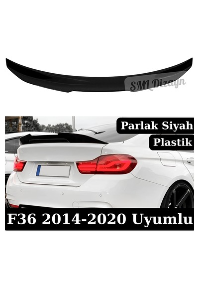 Bmw 4 Serisi Gran Coupe F36 Uyumlu Psm Stil Bagaj Spoileri - Parlak Siyah Piano Black Plastik Spoyler 2014-2020