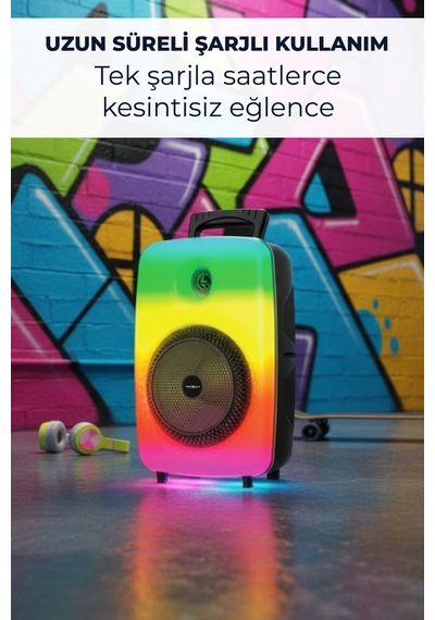 Gts-1802 Speaker Büyük Boy Işıklı Bluetooth Hoparlör 8 İnç Karaoke Mikrofon  Partiboy /aux/sd