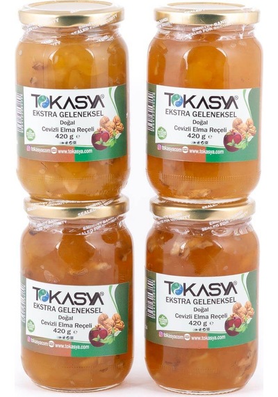 Tokasya Doğal Cevizli Elma Reçeli Kavanoz 4 x 420 G