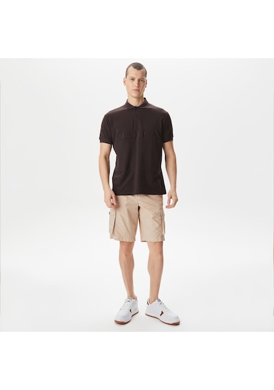 Nautica Erkek Kahverengi Classic Fit Kısa Kollu Polo Düz K45315t Kahverengi
