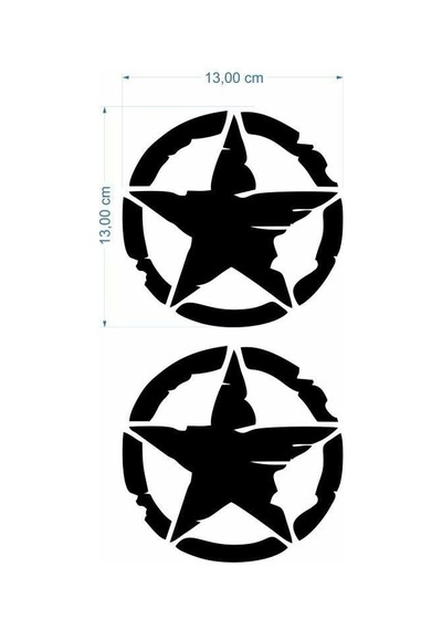 Army Yıldız 13 X 13 Cm Siyah Sticker 2 Li Standart