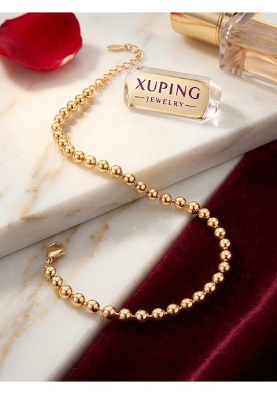 Xuping Premium 14k Altın Kaplama Minimalist Top Zincir Dorika Kadın Bileklik Altın - Çelik
