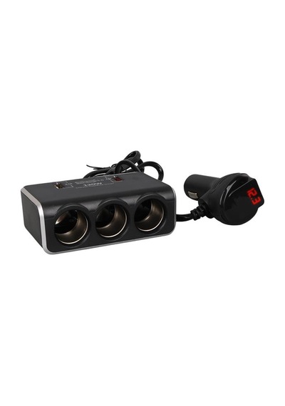 Olesson 1639 12-24v Çift Usb Girişli Hızlı Şarj Destekli 120w 80cm Kablolu Dijital Voltaj Ekranlı 3 Lü Araç Ç