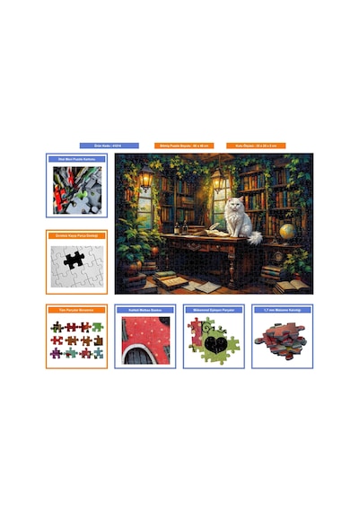 Nova Puzzle 1000 Parçalı Çalışma Masası Ve Beyaz Kedi Puzzle - 41214