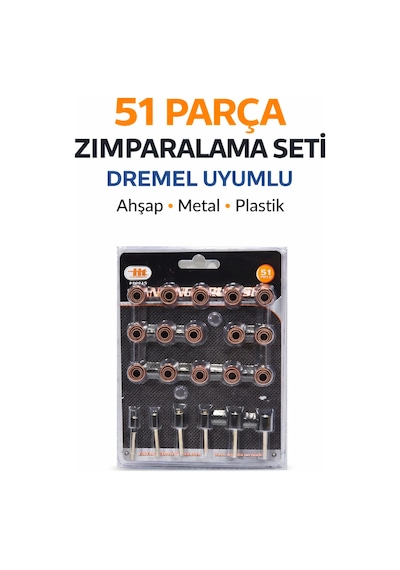 Senbang 51 Parça Zımparalama Seti Dremel Uyumlu Ahşap Metal Plastik Zımpara Ve Gravür Seti