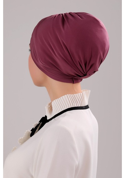 Melodi Scarf Kadın Üç Bantlı Çapraz Hazır Türban Dış Bone Mor Mor