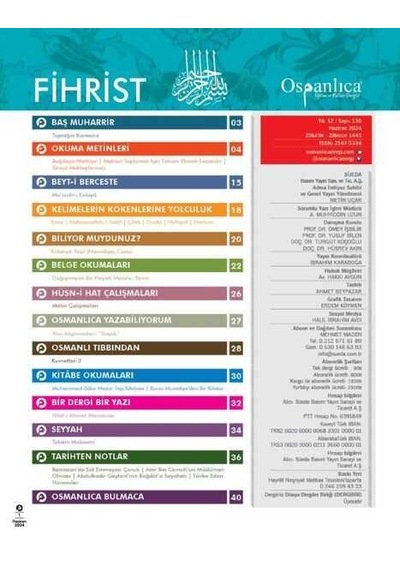 Haziran 2024 Osmanlıca Dergisi