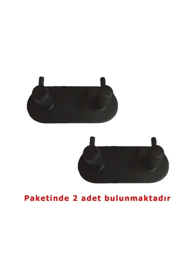 Glare Çubuklu Kendinden Yapışkanlı Askılık Oval İkili Mat Siyah Siyah