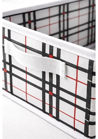 Bonny Home Ordena Ekoseli Dolap İçi Düzenleyici Katlanabilir Organizer, 45 X 24 X 20 Cm, Beyaz Çok Renkli