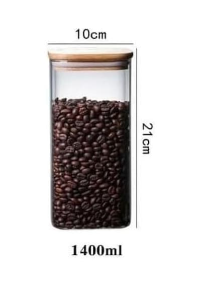 1400ml Sızdırmaz Vakumlu Bambu Kapaklı Borosilikat Cam Kavanoz Hava Geçirmez & Dayanıklı Şeffaf